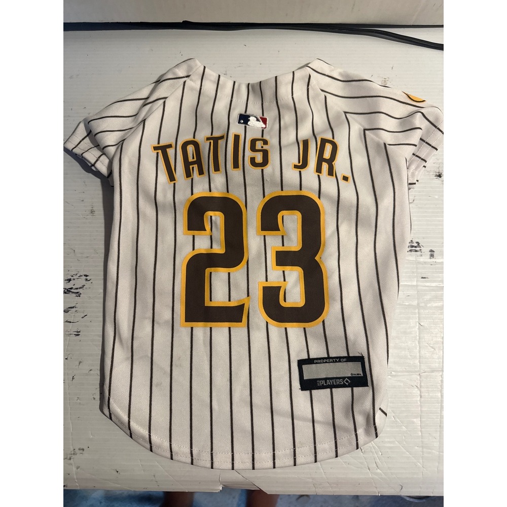 MLB San Diego Padres Fernando Tatis Jr Pet Jersey White Pinstripe Dog Shirt